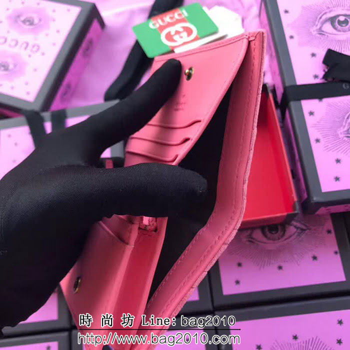 GUCCI古馳 歐洲正品原單 天鵝絨GG marmont小卡包 466492 粉色天鵝絨 WTG1352